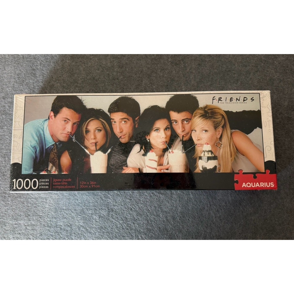 Friends the television series Milkshake Puzzle by Aquarius 1000 pieces 12x36 NIB